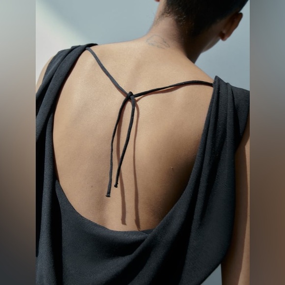 Zara | Long Draped Maxi Dress Size M - Picture 2 of 3